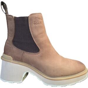 Sorel Waterproof Hi-Line Heel Tan Leather Platform Chelsea Boots Gorpcore EUC 8